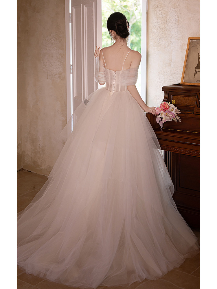 綺麗 白 ふわふわ オフショルダー ウェディングドレス パーティー 韓国風 結婚式 花嫁 前撮り 披露宴 A7152