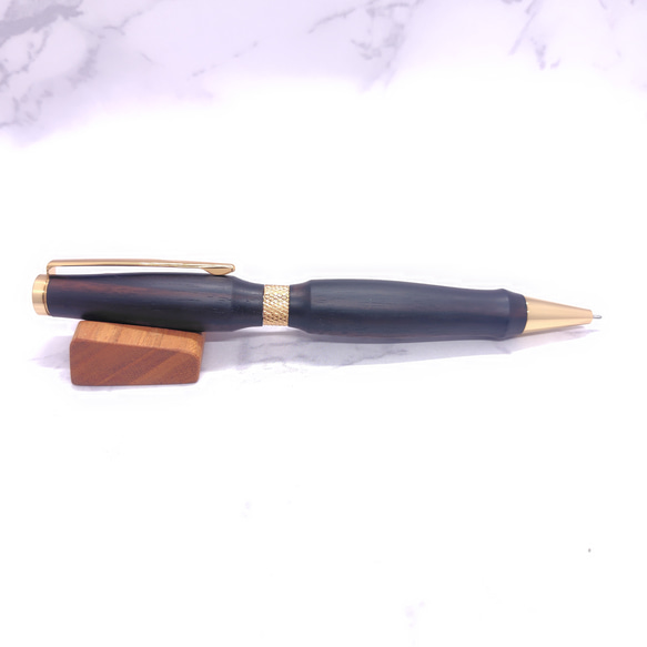 黒檀の回転式ボールペン 3枚目の画像