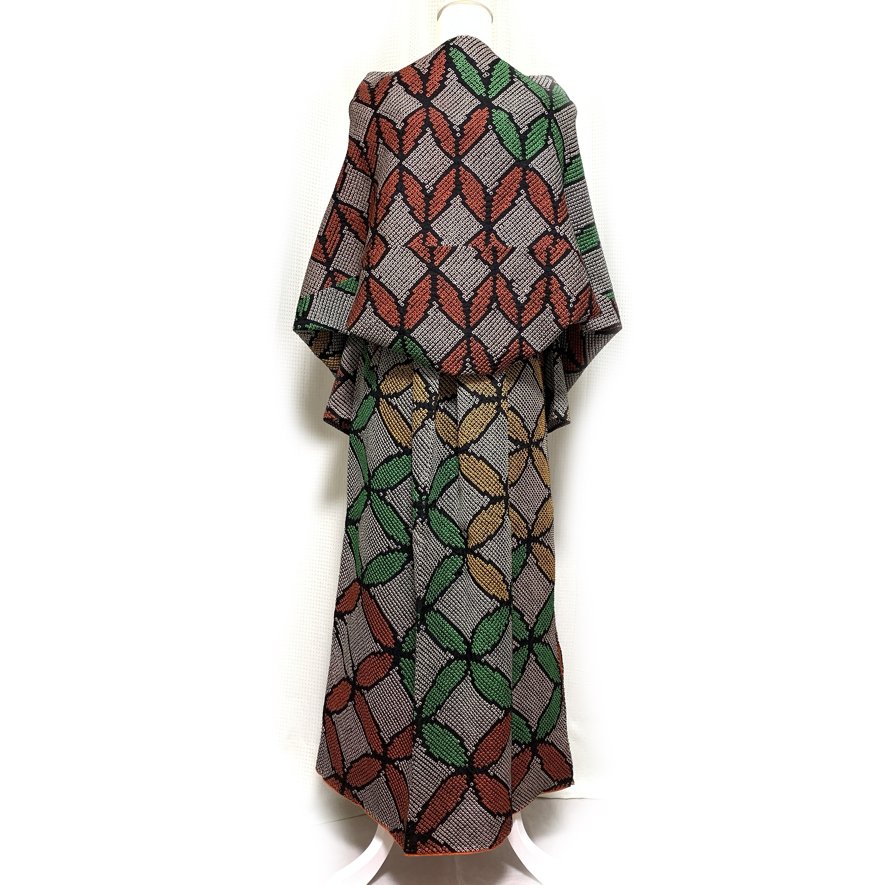 上質【正絹】着物リメイク 総絞りの訪問着ドレス&ボレロショールのセット／キャミワンピース／結婚式・パーティ等に［350］