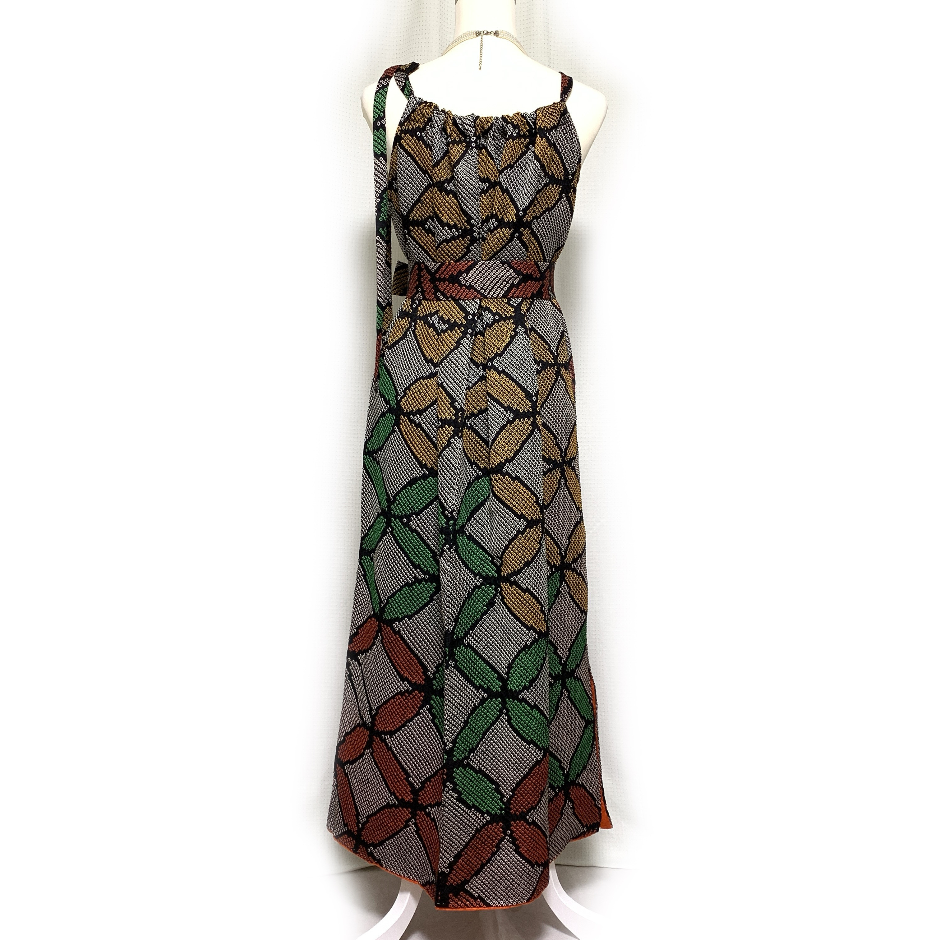 上質【正絹】着物リメイク 総絞りの訪問着ドレス&ボレロショールのセット／キャミワンピース／結婚式・パーティ等に［350］