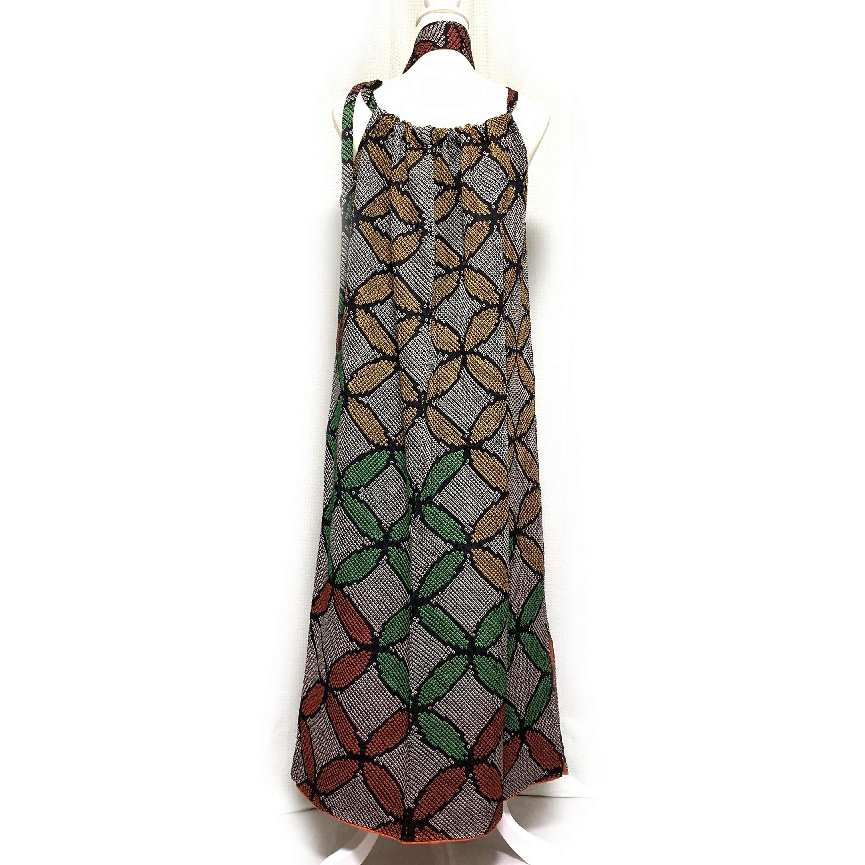 上質【正絹】着物リメイク 総絞りの訪問着ドレス&ボレロショールのセット／キャミワンピース／結婚式・パーティ等に［350］