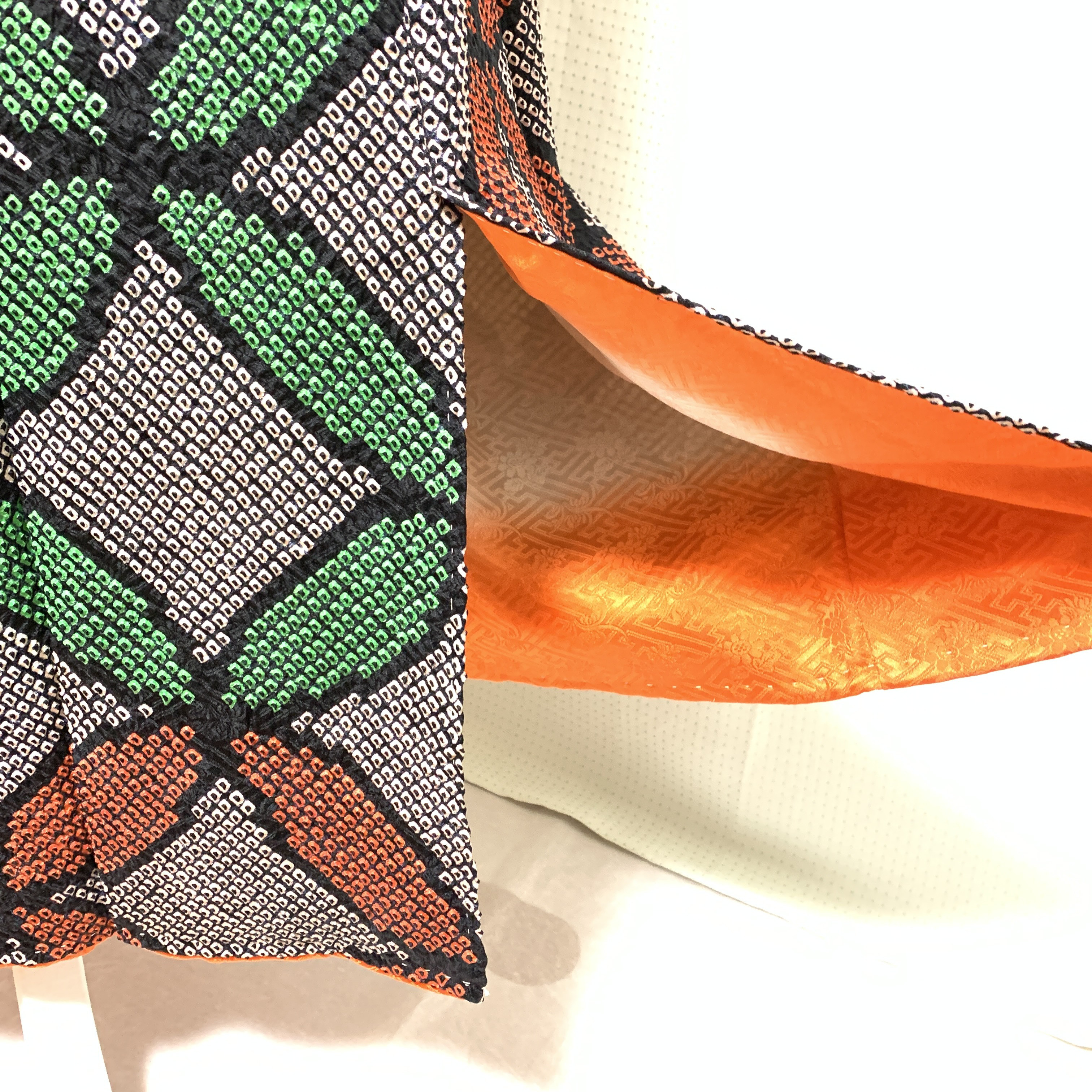 上質【正絹】着物リメイク 総絞りの訪問着ドレス&ボレロショールのセット／キャミワンピース／結婚式・パーティ等に［350］