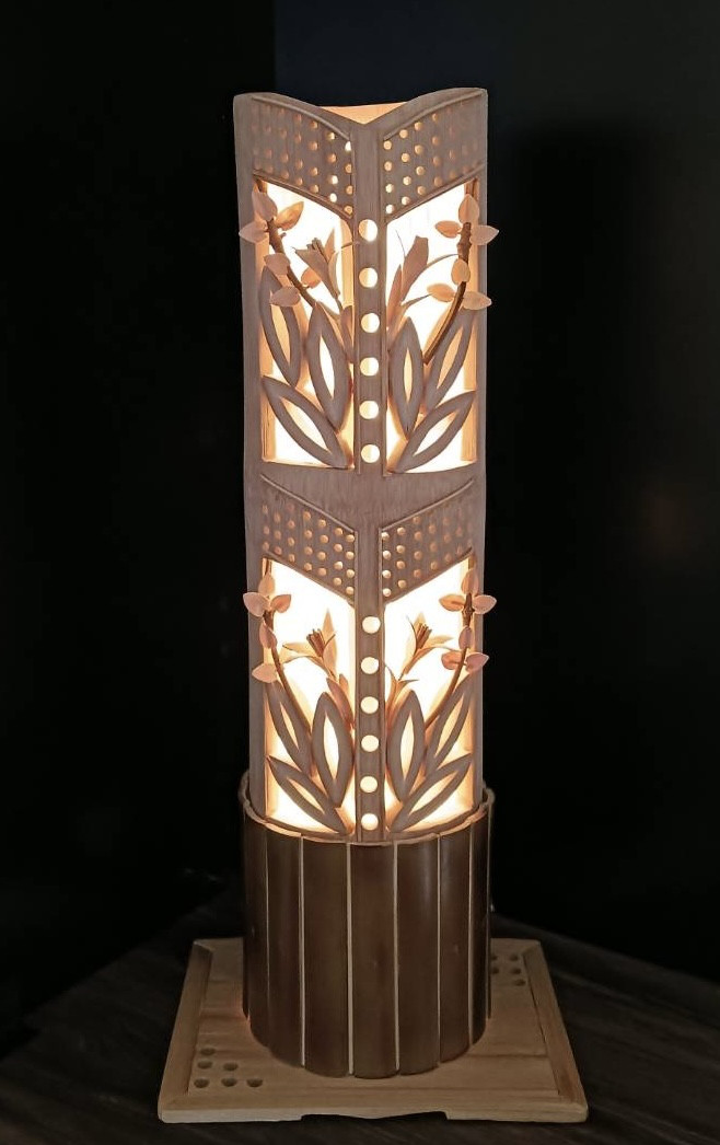 【竹工芸　照明】「光の華」フロアランプ - 和モダンな空間を彩る、オールハンドメイド