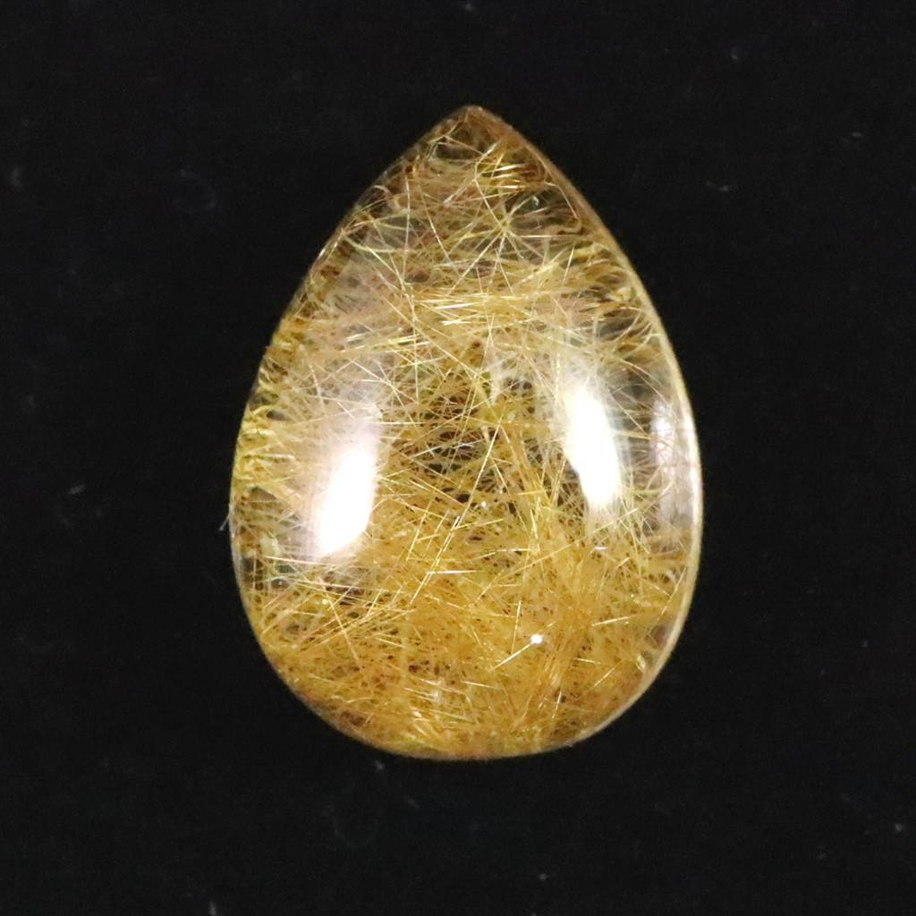 ヒマラヤ マニハール産 ゴールドルチル入り 水晶 ティアドロップ型 ルース 11.7ct #43448