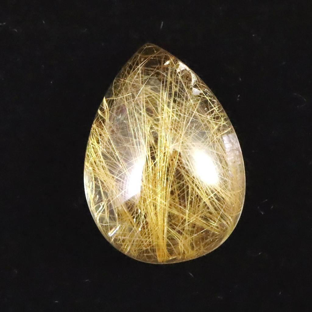 ヒマラヤ マニハール産 ゴールドルチル入り 水晶 ティアドロップ型 ルース 11.3ct #44640