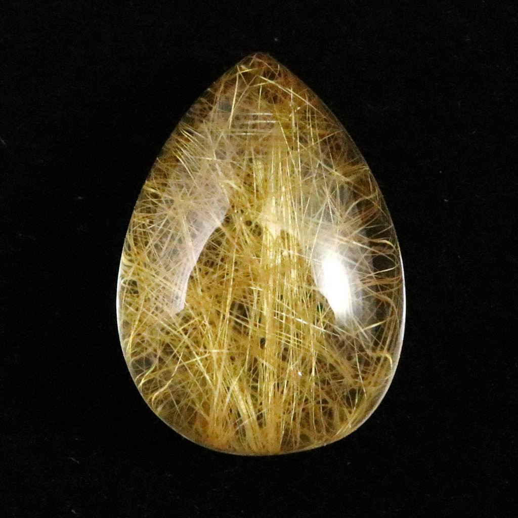 ヒマラヤ マニハール産 ゴールドルチル入り 水晶 ティアドロップ型 ルース 9.8ct #92418