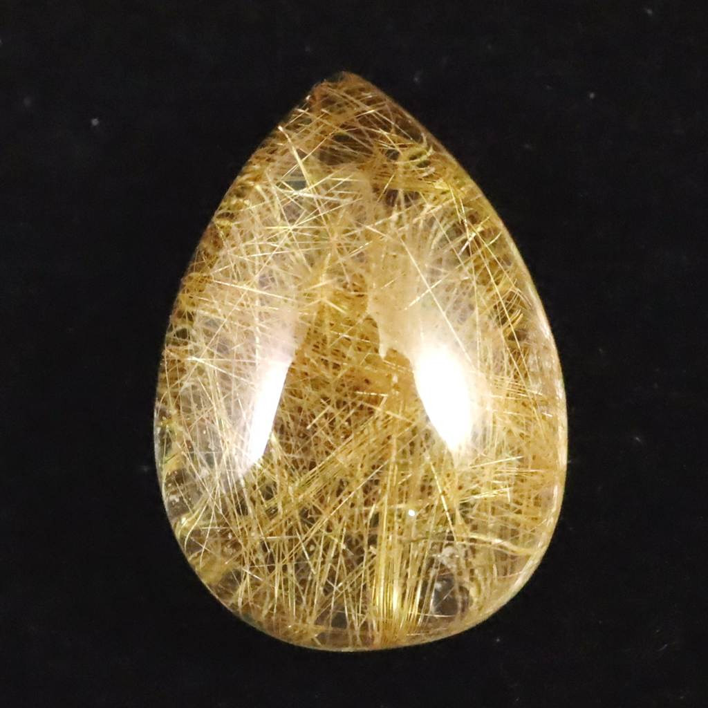 ヒマラヤ マニハール産 ゴールドルチル入り 水晶 ティアドロップ型 ルース 9.3ct #41347