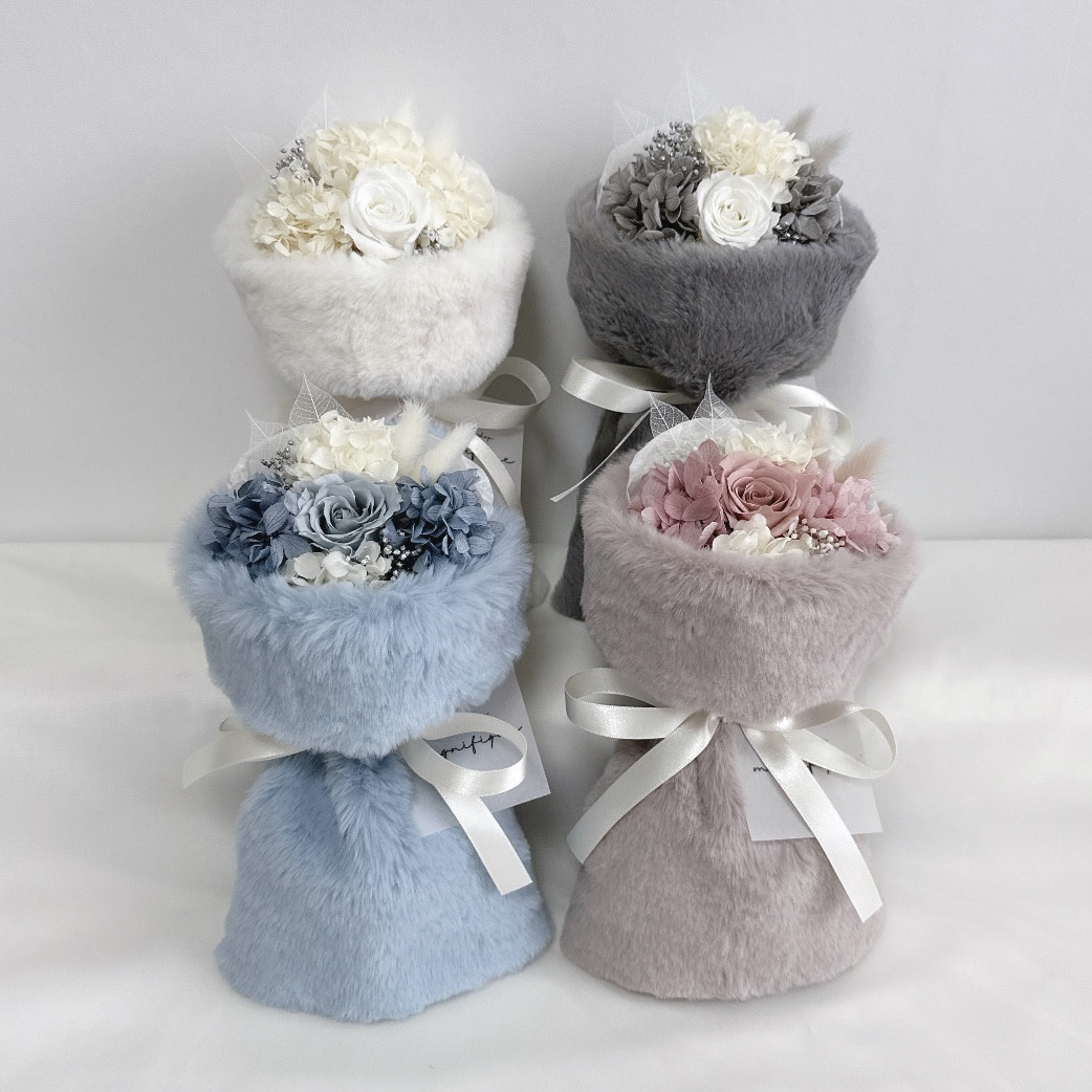 【冬季限定】ファーブーケ プリザーブドフラワー 花束 ブーケ ギフト プレゼント クリスマス 卒業 成人式