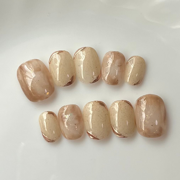 ネイルチップ ベリーショート ニュアンスネイル 淡色ネイル ミラー