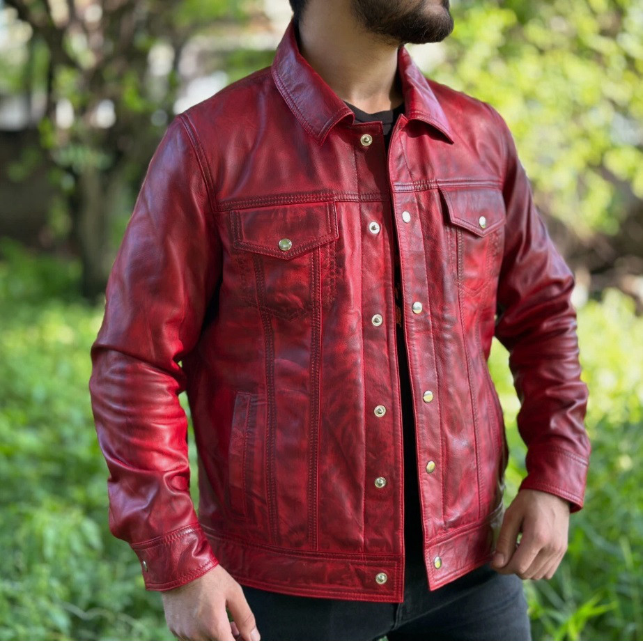 羊革・ダメージ加工のトラッカージャケット Distress Processed Trucker Jacket