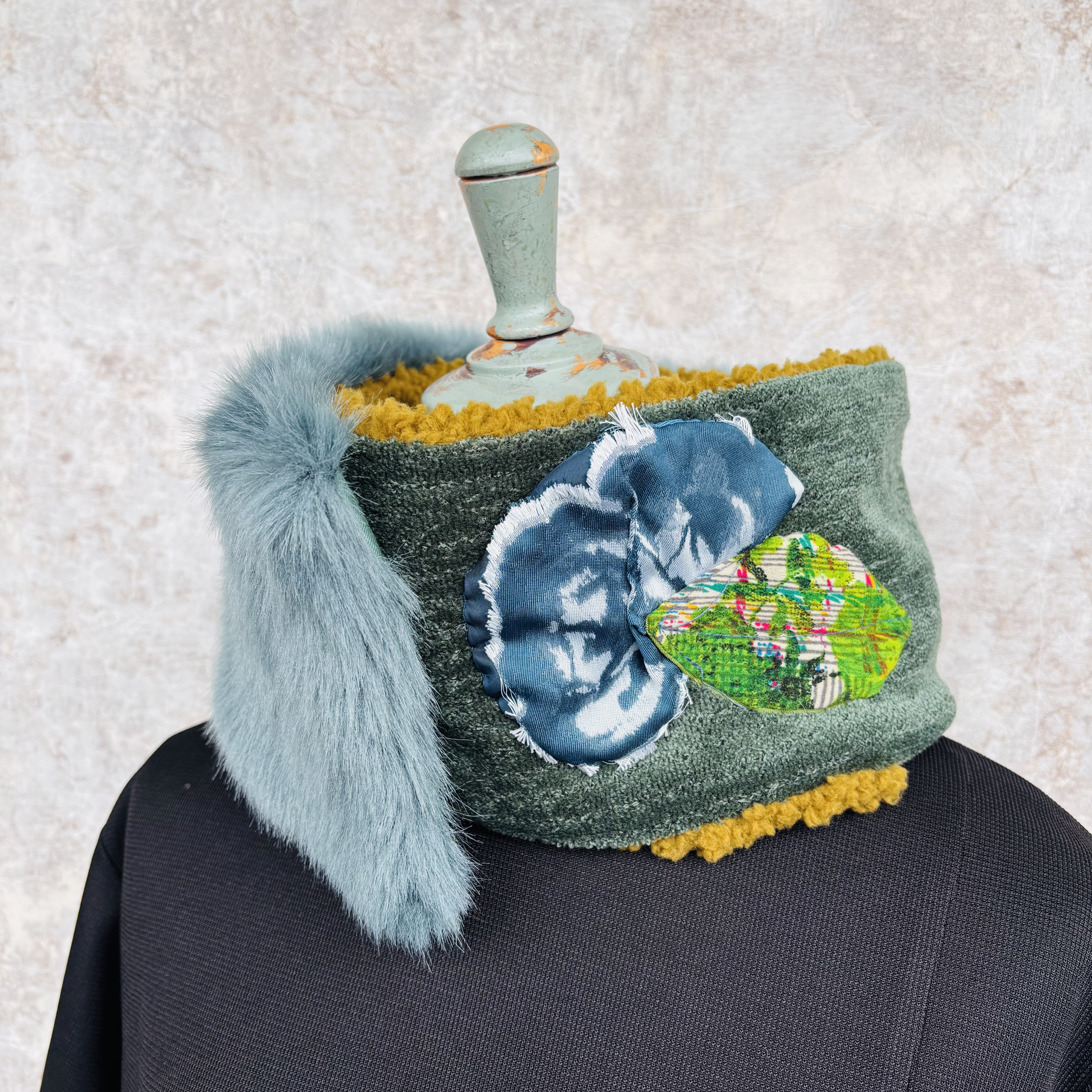 kieu✳︎マグネットスヌード！簡単おしゃれ、簡単装着！(ブルーグリーン)