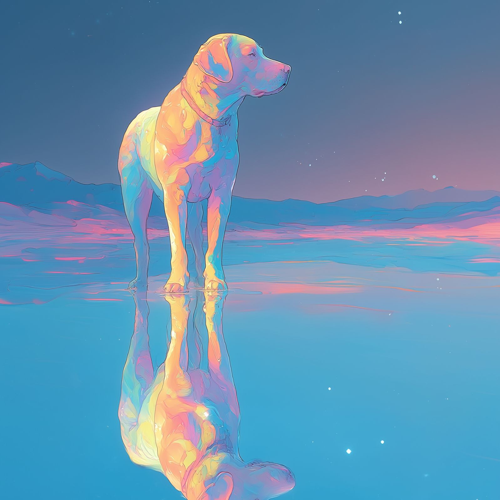 名入れOK【リフレクション - ラブラドールレトリバー犬 No.1】アートポスター ペットロス うちの子記念日