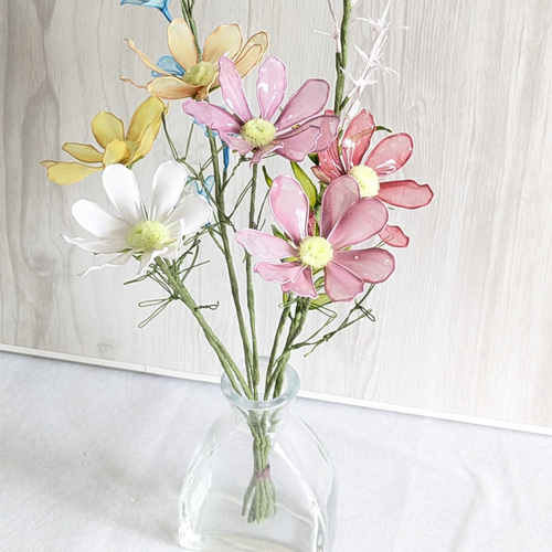 B-Tの花】◇コスモス6色と小花のアレンジ◇アメリカンフラワー