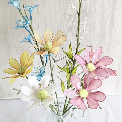 B-Tの花】◇コスモス6色と小花のアレンジ◇アメリカンフラワー
