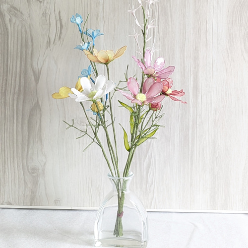 B-Tの花】◇コスモス6色と小花のアレンジ◇アメリカンフラワー
