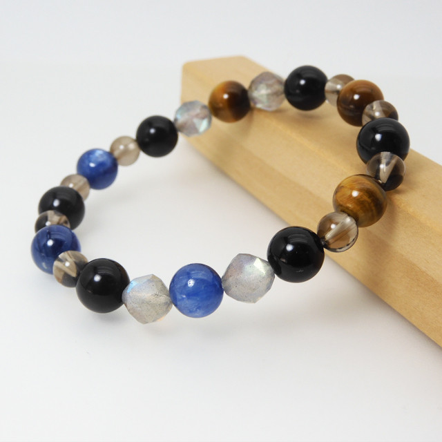 嫌なものは嫌＊モリオン カイヤナイト タイガーアイ ブレスレット J-62