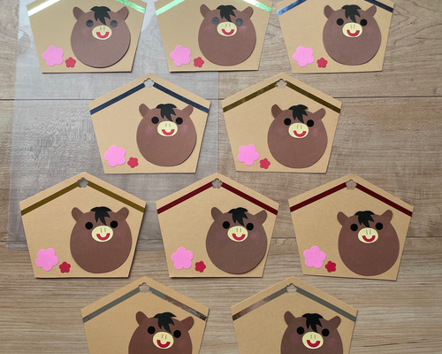 壁面【午年 絵馬10セット】保育園 その他素材 壁面屋 papercraft Non