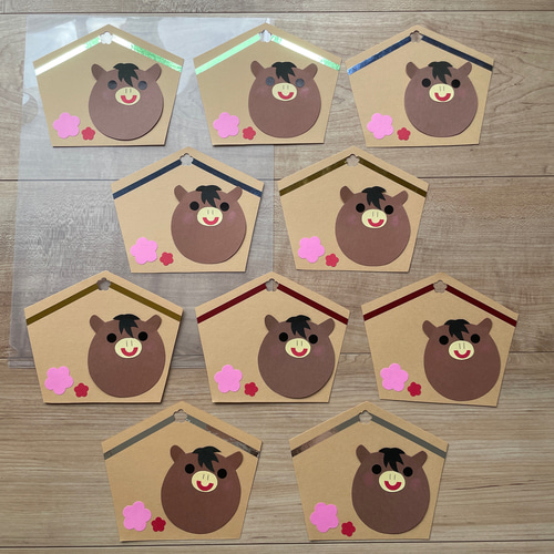 壁面【午年 絵馬10セット】保育園 その他素材 壁面屋 papercraft Non