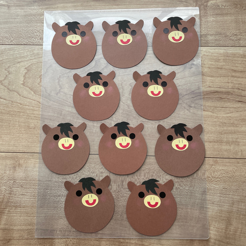 壁面【まんまる馬くん10枚】メッセージカード その他素材 壁面屋