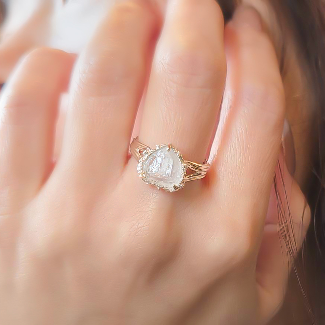 原石　シルバーリング　幻想的　個性的　華やか