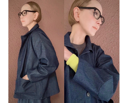 長さ選べる❤️国産岡山デニム❤️エルボーパッチ❤️メンズライクな