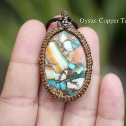 ガーネットとオパールのマクラメネックレス 希少石アンモライト×オパール×2種類のガーネットのマクラメ