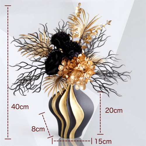 クリスマスからお正月飾りにも】ゴールド×ブラック モダンフラワー