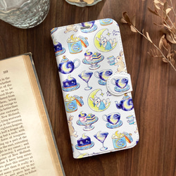 MoonTea 錢包智慧型手機殼（與所有 iPhone/Android 型號相容）兔子與月亮 第1張的照片