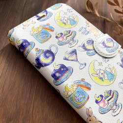 MoonTea 錢包智慧型手機殼（與所有 iPhone/Android 型號相容）兔子與月亮 第3張的照片