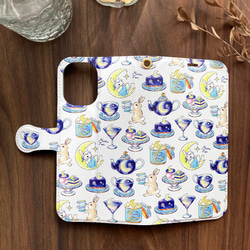 MoonTea 錢包智慧型手機殼（與所有 iPhone/Android 型號相容）兔子與月亮 第4張的照片