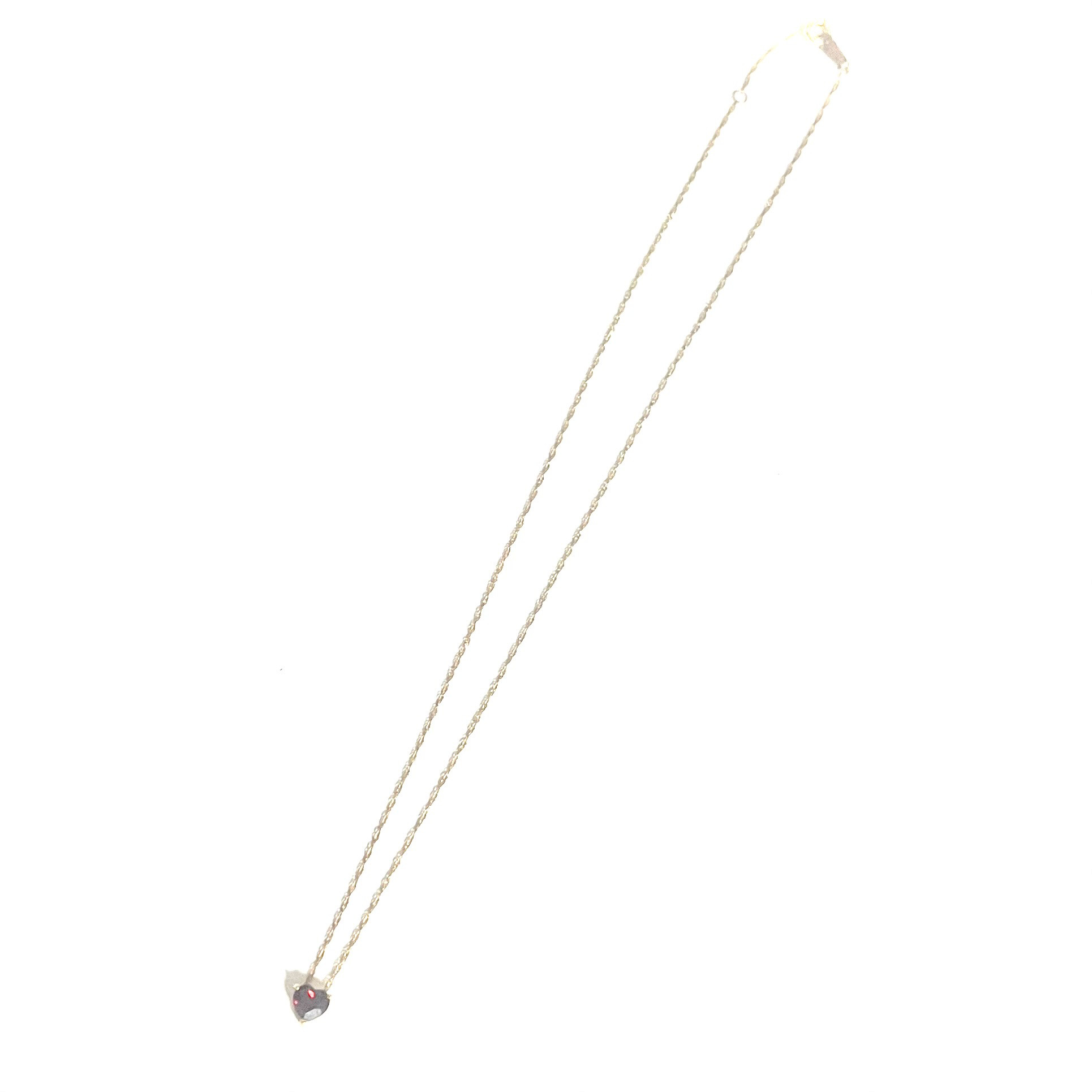 K18 ガーネット ハート型 純金 極細チェーン ネックレス アンティークジュエリー
