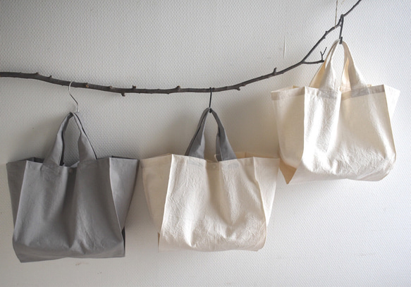 横広エコバッグ・コットン（内ポケット付き）/コンビニ/お弁当/お惣菜/パン屋さん 2枚目の画像