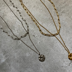 ーlayered coin necklaceー　サージカルステンレス　チェーンネックレス　ネックレス　コインネックレス 1枚目の画像