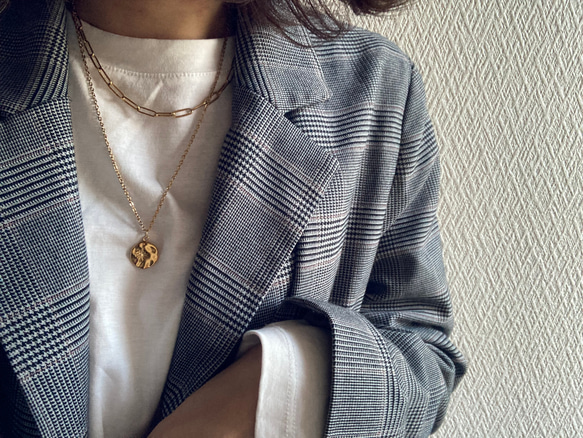 ーlayered coin necklaceー　サージカルステンレス　チェーンネックレス　ネックレス　コインネックレス 5枚目の画像