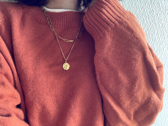 ーlayered coin necklaceー　サージカルステンレス　チェーンネックレス　ネックレス　コインネックレス 6枚目の画像