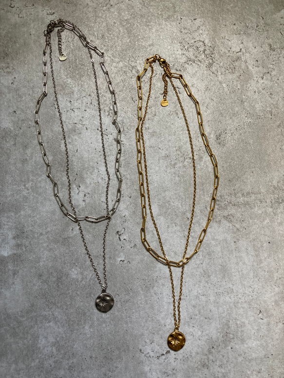ーlayered coin necklaceー　サージカルステンレス　チェーンネックレス　ネックレス　コインネックレス 15枚目の画像