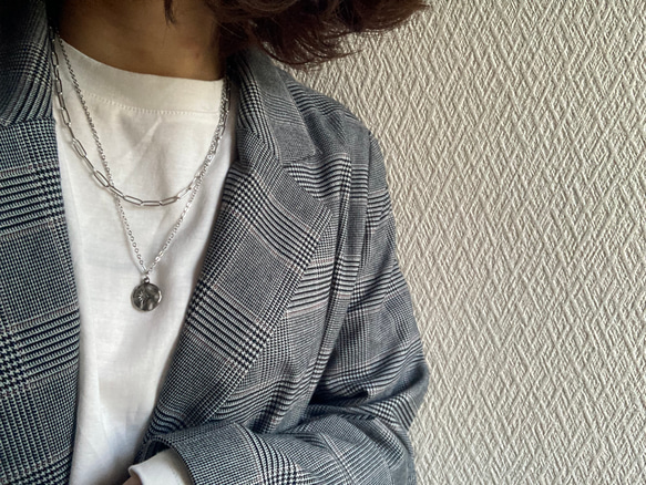 ーlayered coin necklaceー　サージカルステンレス　チェーンネックレス　ネックレス　コインネックレス 3枚目の画像