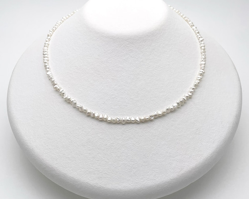 3mm バロック本真珠チョーカーネックレス 淡水パール 極小粒 35cm 38cm