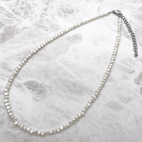 3mm バロック本真珠チョーカーネックレス 淡水パール 極小粒 35cm 38cm