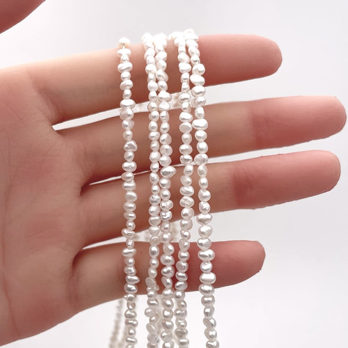 3mm バロック本真珠チョーカーネックレス 淡水パール 極小粒 35cm 38cm