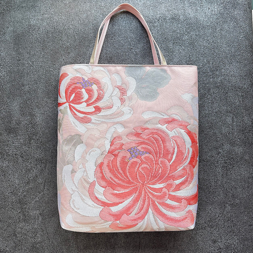 着物リメイク 帯トートバッグ 乱菊ピンク｜和モダンな大人のバッグ