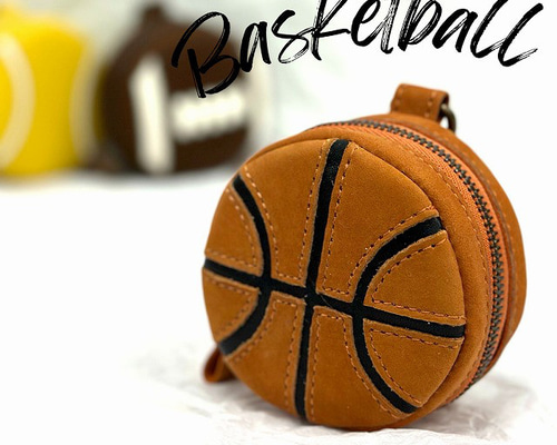 バスケットボール 丸型ミニポーチ バッグチャーム キーホルダー 部活