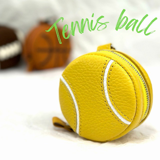 テニスボール 丸型ミニポーチ バッグチャーム  キーホルダー 部活 卒業記念 スポーツ レザー ゴルフボールケース