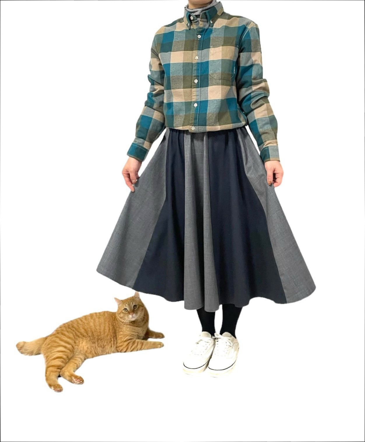 Eddie BauerUSEDネルシャツ×8枚はぎスカートリメイクワンピース