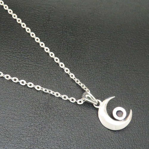 三日月ネックレス アメジスト シルバー925 【刻印無料】 紫水晶 三日月