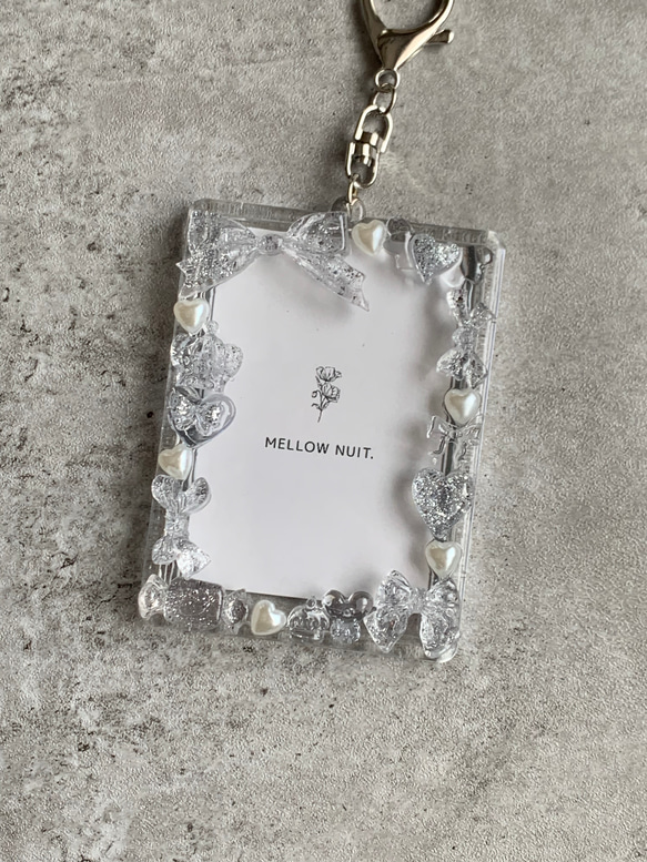 B8トレカキーホルダー】硬質ケース 『silver lamé』 mini heart pearl