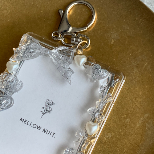 B8トレカキーホルダー】硬質ケース 『silver lamé』 mini heart pearl