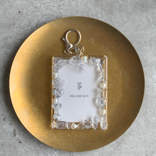 B8トレカキーホルダー】硬質ケース 『silver lamé』 mini heart pearl
