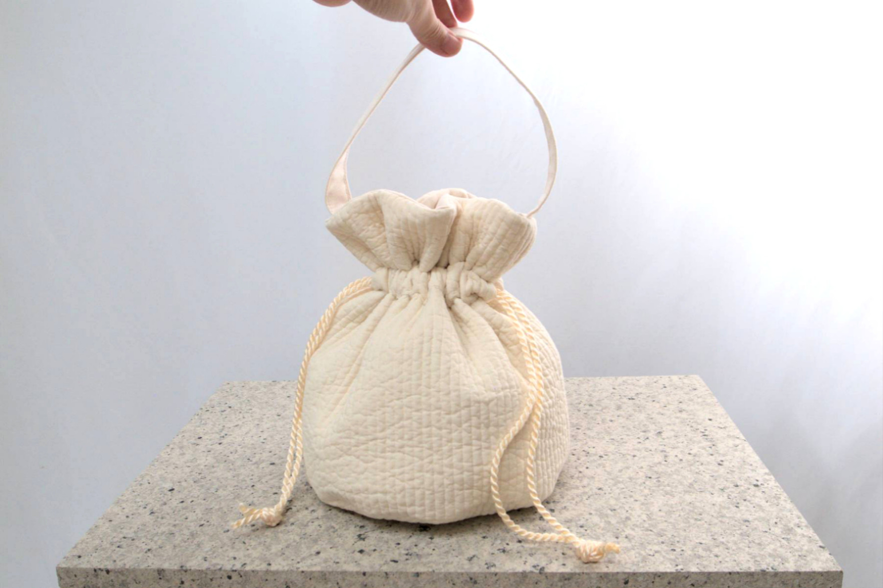 run run bag【オフホワイト】- イブルキルト × 帆布 -