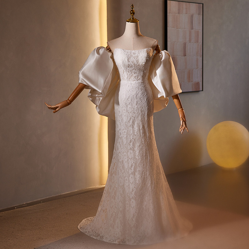 綺麗 白 オフショルダー 肩飾りが付 ウェディングドレス パーティー 韓国風 花嫁 結婚式 前撮り 披露宴 A7184 27,785円